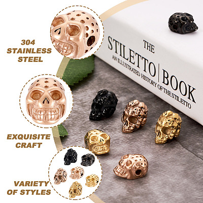 6Pcs 6 Style 304 Stainless Steel Beads STAS-PJ0001-28-1