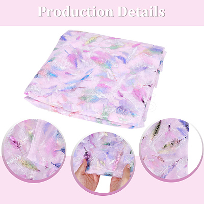 Feather Pattern Nylon Fabric DIY-WH20066-004C-1