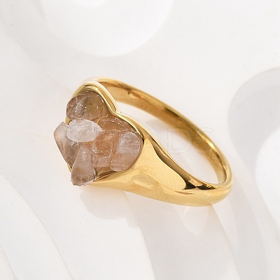Heart Natural Quartz Crystal Finger Rings RJEW-D303-01G-04-1