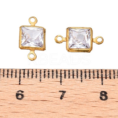 Brass Clear Cubic Zirconia Connector Charms KK-T070-11C-1