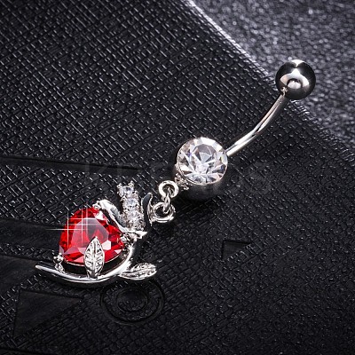 Brass Cubic Zirconia Navel Ring AJEW-EE0004-34A-1