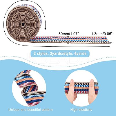 4 Yards 2 Styles Nylon Elastic Ribbon OCOR-CA0001-07-1