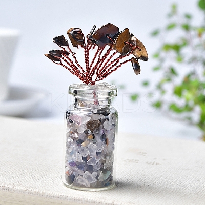 Natural Tiger Eye Chips Tree Decorations PW-WG38529-05-1