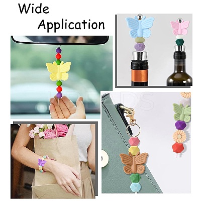 21Pcs 21 Colors Butterfly Food Grade Eco-Friendly Silicone Focal Beads SIL-CJ0002-29-1