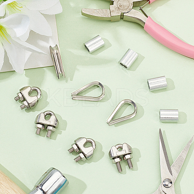 75Pcs 3 Style 304 Stainless Steel & Aluminum Wire Rope Cable Clip Clamp FIND-GA0003-11-1