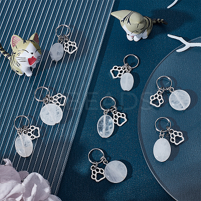 18Pcs Natural Quartz Crystal Keychains HJEW-CA0001-20-1