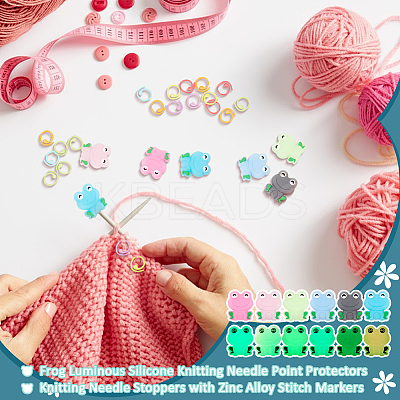 Frog Luminous Silicone Knitting Needle Point Protectors SIL-NB0001-35-1