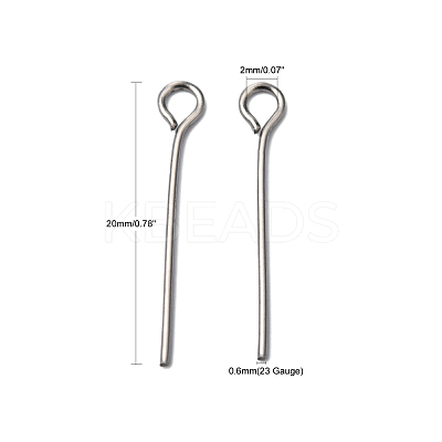 Tarnish Resistant Stainless Steel Eye Pin Jewelry Findings X-STAS-E013-0.6x20mm-1