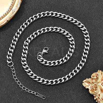 304 Stainless Steel Cuban Link Chain Necklaces for Women Men NJEW-G161-02P-1