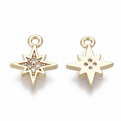 Brass Micro Pave Cubic Zirconia Charms X-KK-S348-498-NF-1