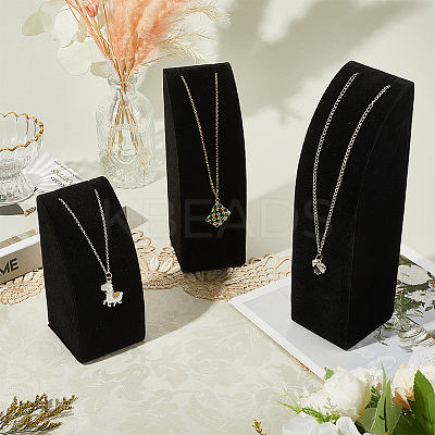 3Pcs 3 Sizes Vertical Wooden Covered with Velvet Necklace Display Stands NDIS-WH20001-03B-1