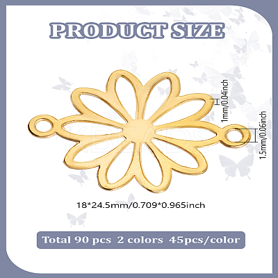 90Pcs 2 Colors Hollow Alloy Connector Charms FIND-LP0001-22-1