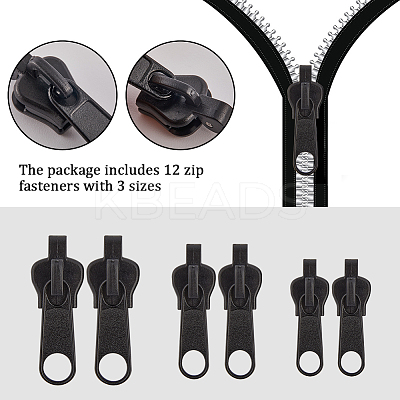 12Pcs 3 Style POM Replacement Zipper Sliders DIY-GF0007-57-1