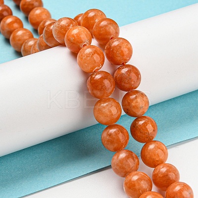 Natural Orange Calcite Dyed Beads Strands G-P503-8MM-11-1