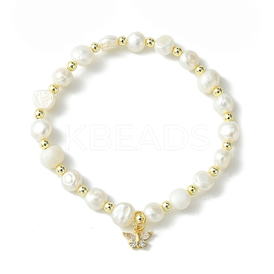 Natural Pearl Beaded Stretch Bracelets BJEW-JB10134-1