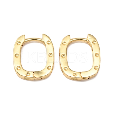 Brass Oval with Polka Dot Hoop Earrings for Woman EJEW-F314-02A-G-1