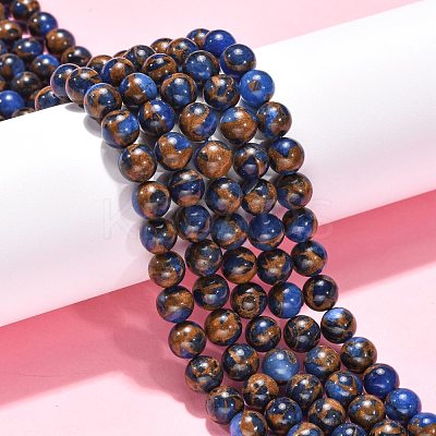 Synthetic Gold Clinquant Stone Beads Strands G-G026-R-8mm-1-1