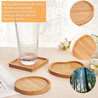 3Pcs 3 Style Wooden Mosaic Coaster Base Bottom Embryo AJEW-GF0004-31-1