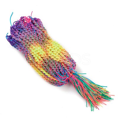 Rainbow Color Polyester Braided Adjustable Bracelet Making for Women BJEW-F454-03-1