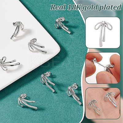 4 Pairs Brass with Cubic Zirconia Stud Earrings for Women EJEW-BC0001-17P-1