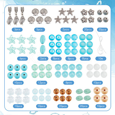DIY Ocean Theme Stretch Bracelets Making Kit DIY-SC0021-56-1
