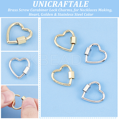 4Pcs 2 Colors Brass Screw Carabiner Lock Charms KK-UN0001-99-1