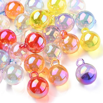 100Pcs 10 Colors UV Plating Rainbow Iridescent Transparent Acrylic Pendants PACR-CJ0001-31-1
