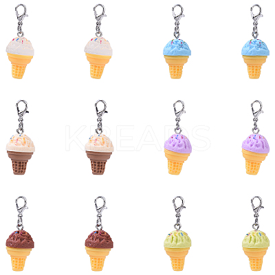 12Pcs 6 Style Resin Pendant Decorations HJEW-YW00175-1