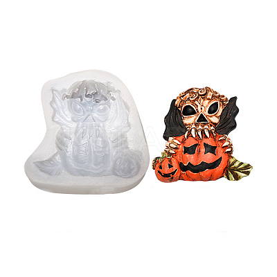 DIY Mini Halloween Skull & Pumpkin Food Grade Silicone Statue Molds LS-DIY-G054-C03-1