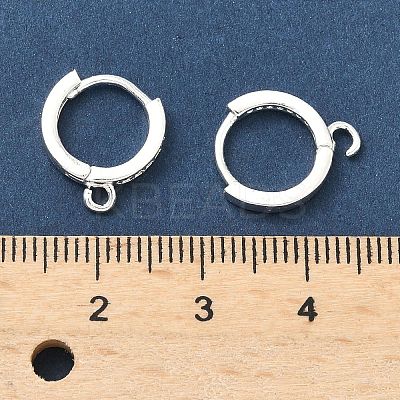 Brass Micro Pave Clear Cubic Zirconia Hoop Earring Findings KK-H532-14A-S-1