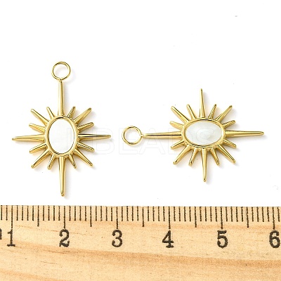 Ion Plating(IP) 304 Stainless Steel Pave Shell Pendants FIND-Z028-16G-1