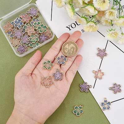 40Pcs 4 Colors Rack Plating Alloy Epoxy Resin Pendants FIND-FH0004-57-1