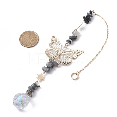 Butterfly Brass Pendant Decorations HJEW-TA00131-03-1