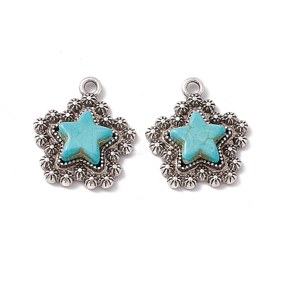 Synthetic Turquoise Pendants PALLOY-D013-16AS-1