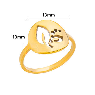 Personality Special-Interest 304 Stainless Steel Finger Rings for Women FS-WG32BFC-01-1