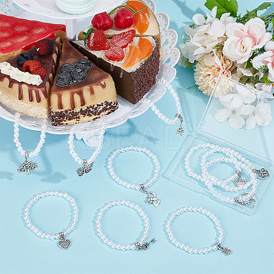 10Pcs 10 Styles Acrylic Round Beads Stretch Bracelets BJEW-BC00002-1