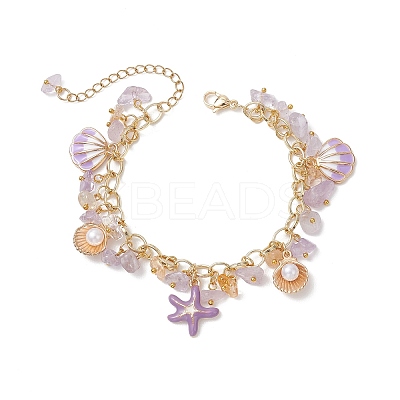 Natural Ametrine Chip Beads Bracelets BJEW-JB13155-03-1