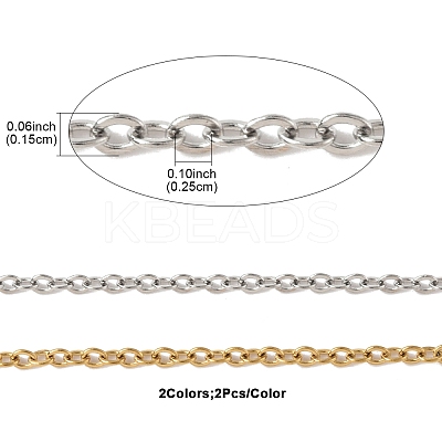 4Pcs 2 Colors 304 Stainless Steel Cable Chain Necklace Making STAS-FS0001-80-1