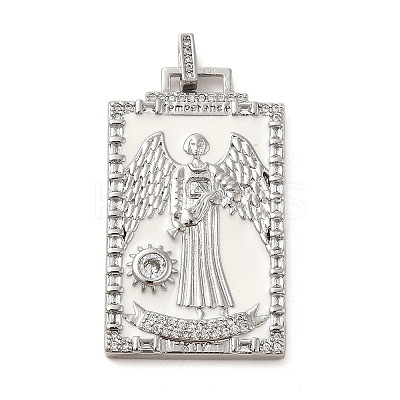 Brass Micro Pave Cubic Zirconia Pendants with Enamel KK-H458-01P-18-1