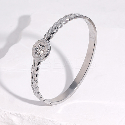 304 Stainless Steel Rhinestone Hinged Bangles FS-WG8BDCA-01-1