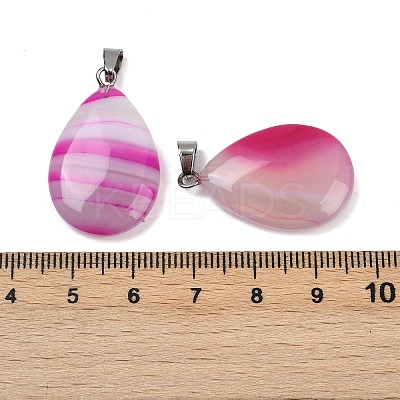 Dyed Natural Banded Agate Pendants G-G202-09B-1