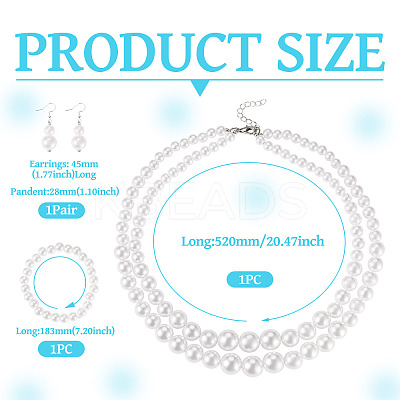 ABS Plastic Imitation Pearl Beads Jewelry Set SJEW-TAC00004-1