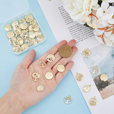 48Pcs 6 Style Alloy Pendants FIND-HY0002-82-1