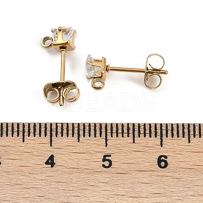 Ion Plating(IP) 304 Stainless Steel Cubic Zirconia Stud Earring Findings STAS-P373-06A-04-1