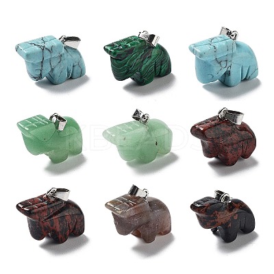 Natural & Synthetic Mixed Gemstone Pendants G-B068-08P-1