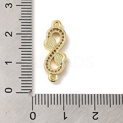 Rack Plating Brass Micro Pave Clear Cubic Zirconia Connector Charms KK-D088-42G-1
