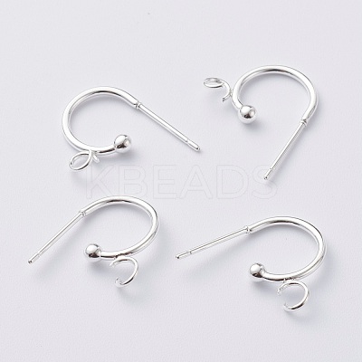 304 Stainless Steel Half Hoop Earrings STAS-Z028-B02-S-1