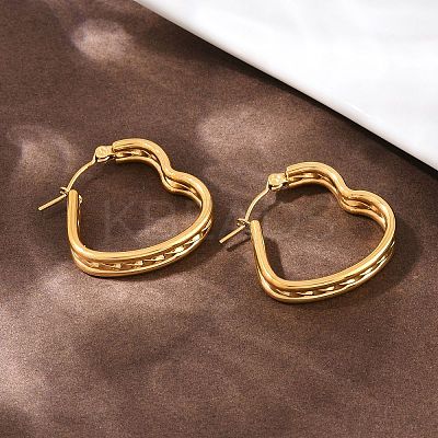 304 Stainless Steel Heart Hoop Earrings EJEW-I320-27G-03-1