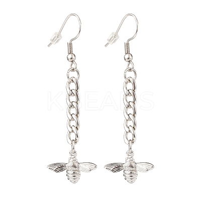 Curb Chains with Brass Charm Long Dangle Earrings EJEW-JE04963-02-1
