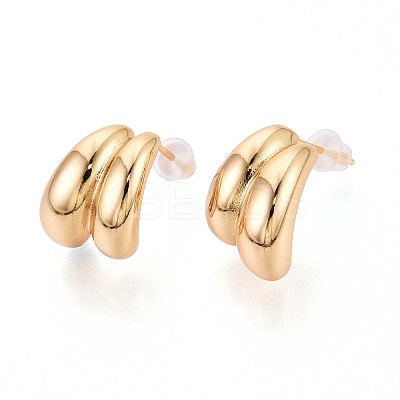 Brass Stud Earrings KK-T071-19G-01-1